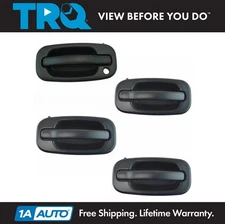 TRQ Door Handle Smooth Black Front & Rear Kit Set of 4 for Chevy GMC Pickup SUV