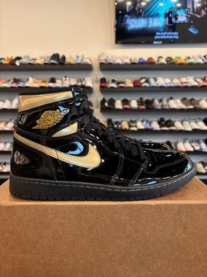 Jordan 1 Black Metallic Patent Size 12 Pre-Owned