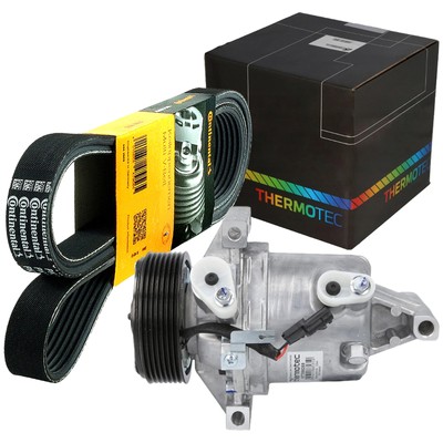 THERMOTEC Klimakompressor + CONTI 7PK1377 für RENAULT TWINGO SMART FORFOUR 453