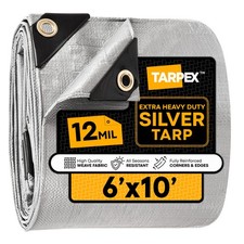 TARPEX - 12 Mil Silver Extra Heavy Duty Poly Tarp 6' x 10'