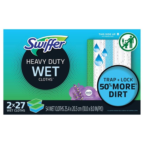 Swiffer Sweeper Heavy Duty Wet Cloths, Lavender, 54 Count
