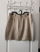 Falda corta GAP para mujer 100 % lino bolsillos beige talla 14