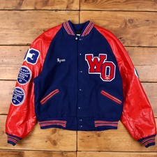 Giacche Trofeo Vintage Varsity Jacket XL Uomo Anni 90 Made USA Blu Lana College