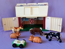 Vintage Fisher Price Little People 1968 Play Family Farm Animals Barn
