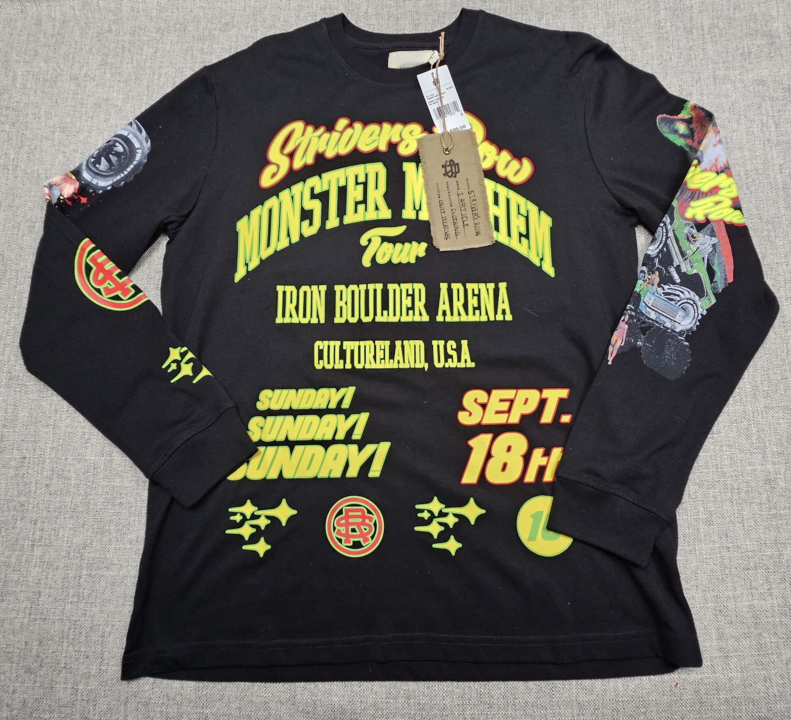 Camicia Strivers Fila Uomo Piccola Nera Monster Mayhem Tour Manica Lunga Grafica