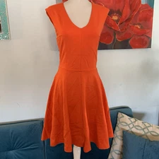 Bebe Fit and Flare Look Orange Dress Size XS