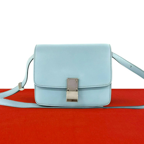 Celine Classic Box Small Shoulder Bag Leather Blue Unisex #TVB598