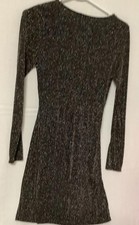 Women's Long Sleeve Black and Silver Glitter Dress