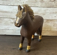 Primitive Folk Art Brown Wooden Horse Figure Vintage Country Barn Rustic Decor