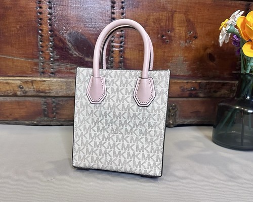 NWT Michael Kors Mercer Extra Small Shopper Crossbody Bag MK Powder Blush Multi - Picture 4 of 8