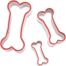 3Piece Dog Bone Cookie Cutters Set Dog Treats Cutters Bone Shape Soft PVC Coated