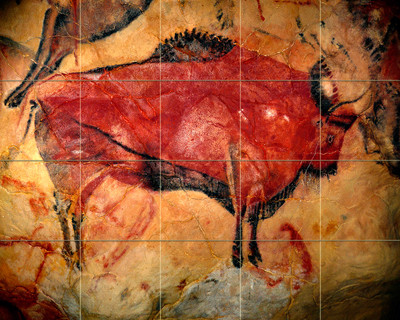 30 x 24 Prehistoric Colorful Art Bison Mural Ceramic Backsplash Bath Tile #2168