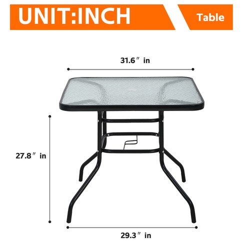 Square Bistro Table Tempered Glass Dining Tables Outdoor Bar Patio Coffee Table - Picture 2 of 7