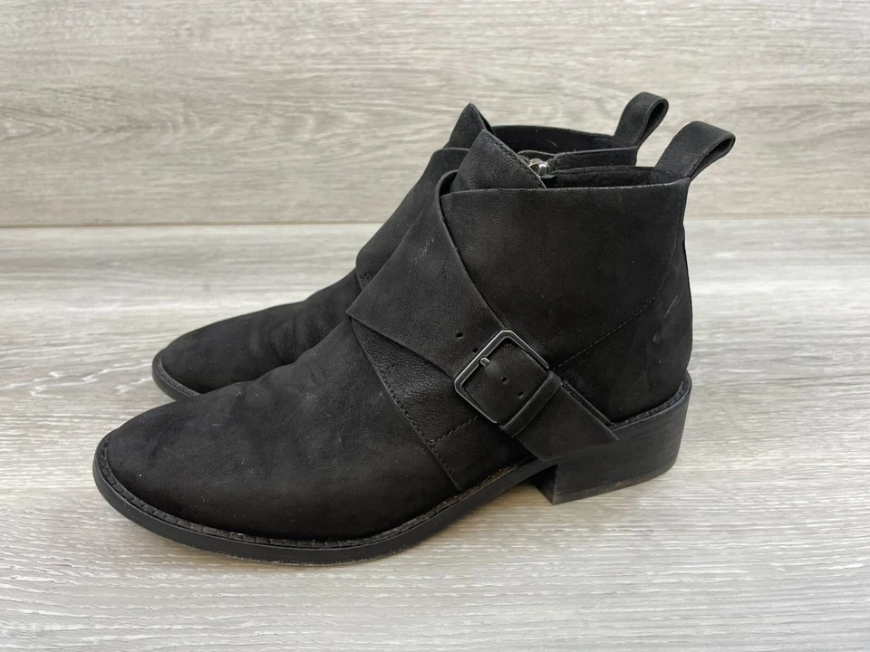 Eileen Fisher Savoy Mujer Botín Tobillo Motociclista Cremallera Lateral Cuero 7.5 Negro Zapatos Foto 3 de 4