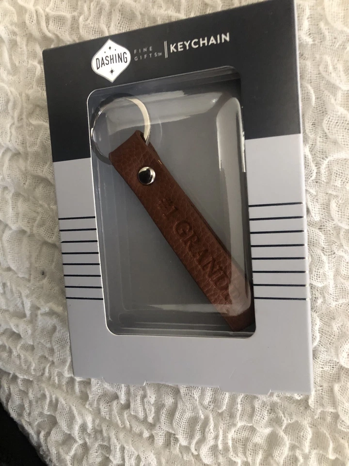 Dashing Fine Gifts # 1 Grandpa Key-chain - Length 4" Embossed Writing NIB -Brown - Image 2 of 2