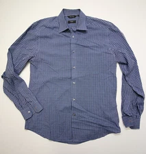 Paul Smith Byard Gingham Plaid Dress Shirt Mens 16 / 41 Blue Long Sleeve Italy
