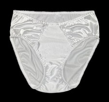 Hi-Cut Satin Panty with Ruched Accents White 2XL