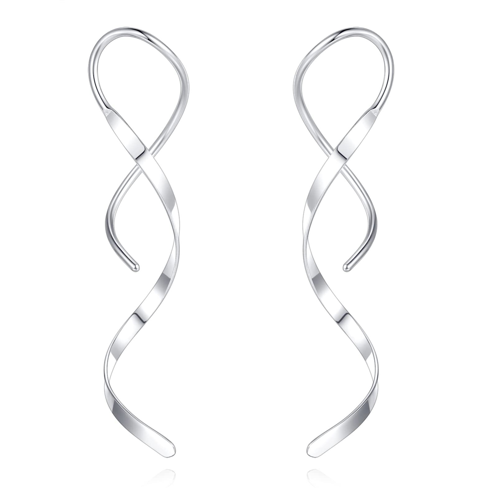 Stainless Steel Spiral Twist Drop Dangle Earrings for Women Handmade Design