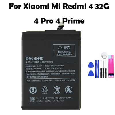 Replacement Battery BN40 For Xiaomi Mi Redmi 4 32G 4 Pro 4 Prime 4000 mAh + Tool