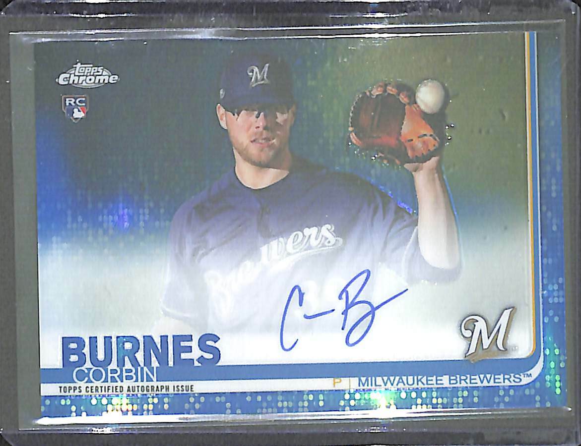 2019 Topps Chrome Blue Refractor Rookie Autograph #RA-CB Corbin Burnes 95 of 150