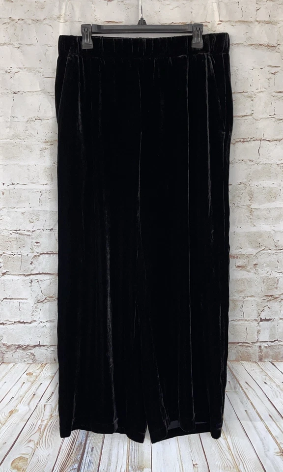 NEW Eileen Fisher Velvet Wide-Leg Pants - Black - Medium