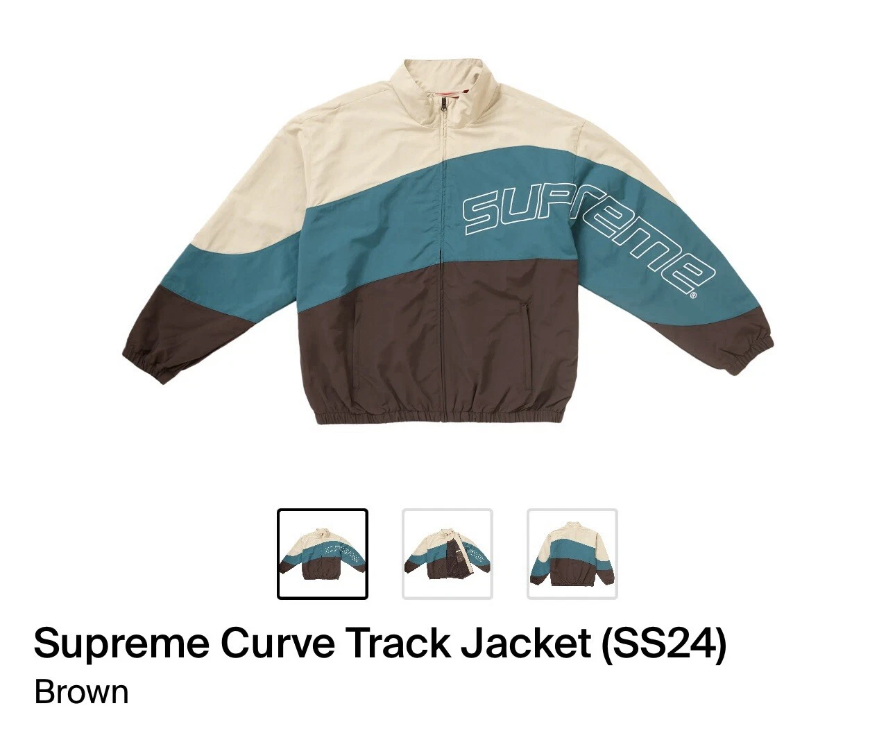 Taille L / Large   Veste de survêtement Supreme Curve marron   SS24   *EN MAIN*