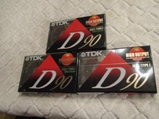 3 TDK D90 Blank Cassette Tapes High Output Type I IEC1 New In Sealed Package