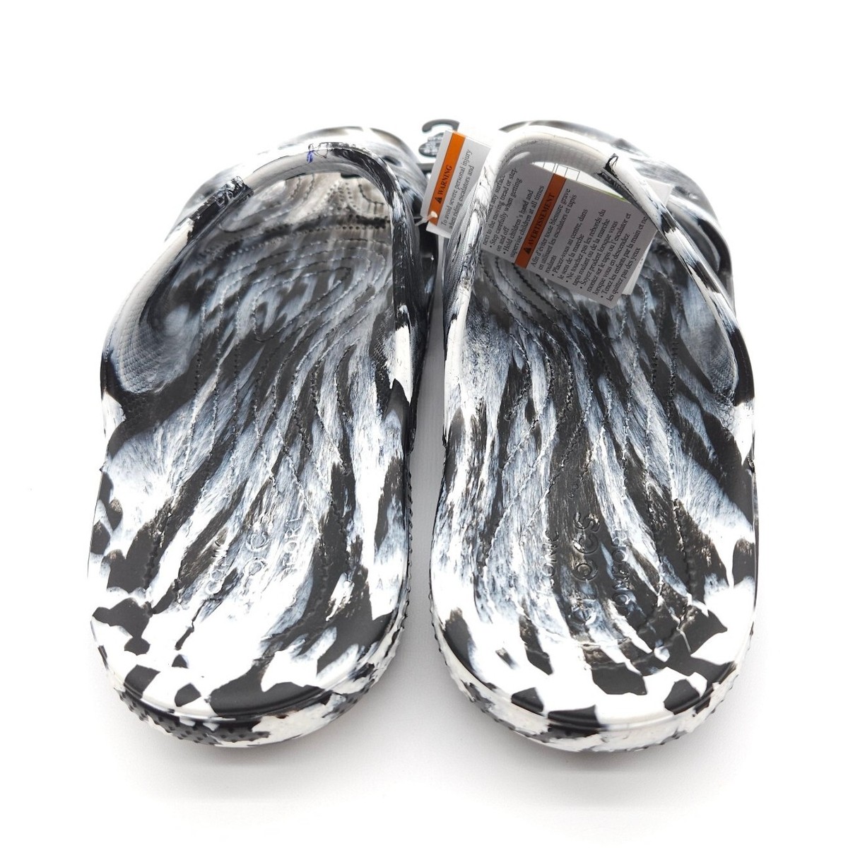 Crocs Classic Mens Size 13 Marbled White Black Slides Slip On Sandals New 207701 Crocs Classic Marbled Clog Black/White Sandals & Slides Crocs main image 3