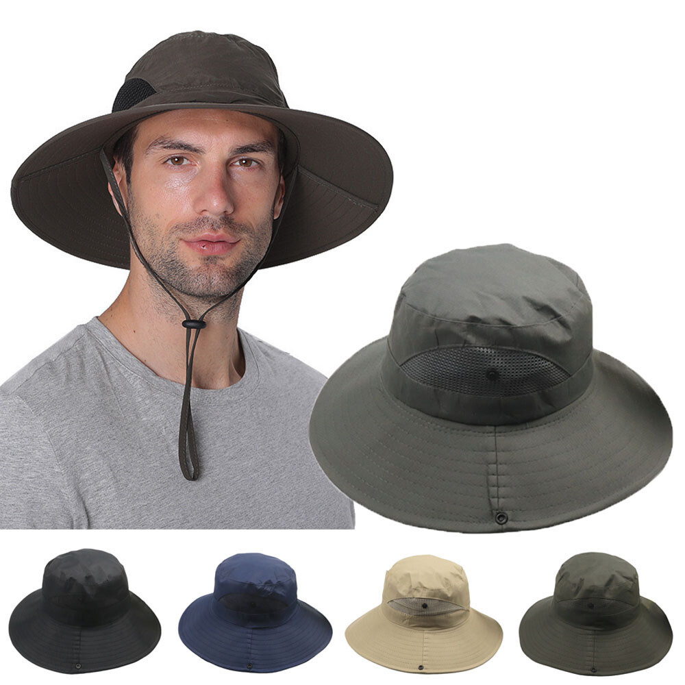 Men's Breathable Fishing Bucket Hat with UV Protection, Foldable Sun Hat Outdoor