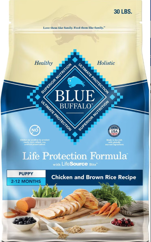 Blue Buffalo Life Protection Puppy Chicken & Brown Rice Dry Dog Food, 30-lb bag