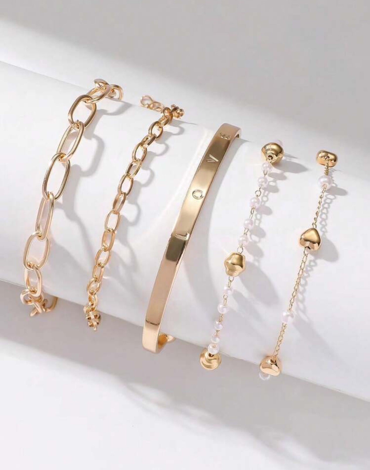 Ensemble lot de chaînette bijoux fin doré pour femme finition or brillant