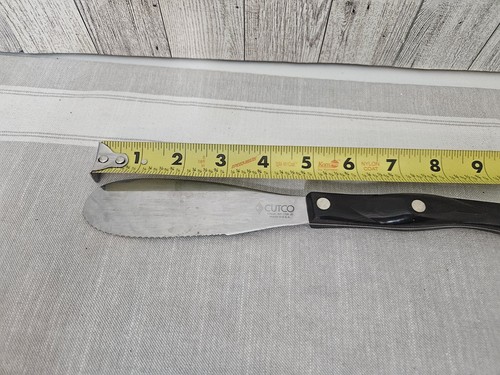 Cutco #1768 Spatula Spreader Knife Brown Swirl Handle Serrated 10" USA