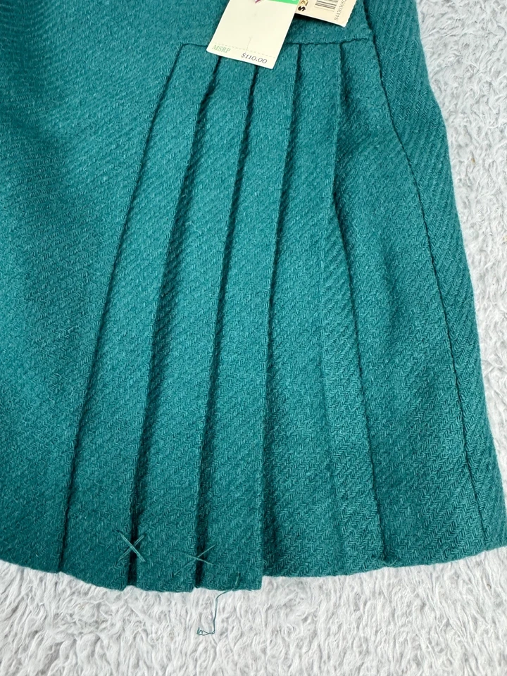 Falda Penguin by Munsingwear para mujer talla 8 de lana y viscosa nueva con etiquetas acento plisado verde Foto 3 de 4