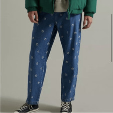 Urban Outfitters BDG Men's Smiley Face Embroidered Denim Beach Pant size S