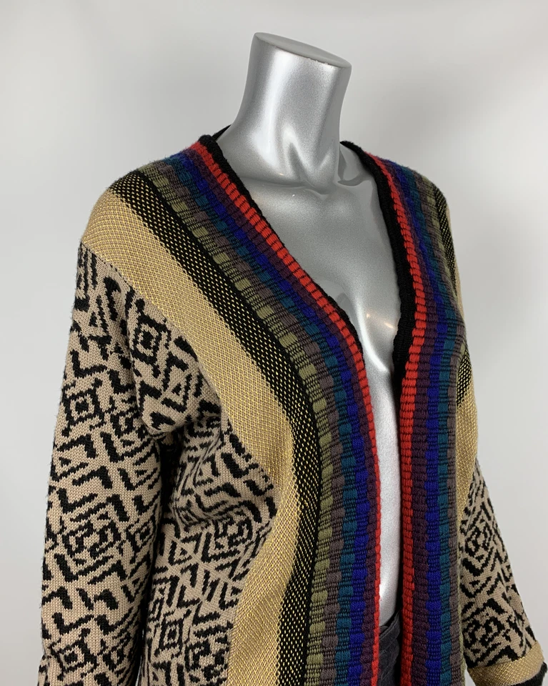 Cárdigan Hoss Intropia Mujer M Lana Medio Tejido Multicolor Geométrico Largo Slv Foto 4 de 4