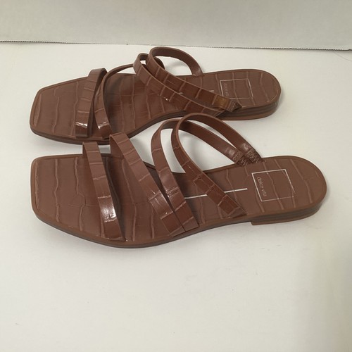 Dolce Vita Brown Leather Slip On Slide Sandals Women's Size 10 Izabel Minimalist - Picture 6 of 13