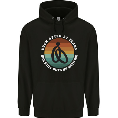 21 Year Wedding Anniversary 21st Marriage Mens 80% Cotton Hoodie