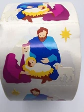 VTG Mrs Grossman's Sticker Roll Christmas Nativity Holy Family 50 Stickers HTF