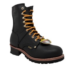 AdTec Men's 9" Waterproof Steel Toe Logger Leather Work Boots shoes Black