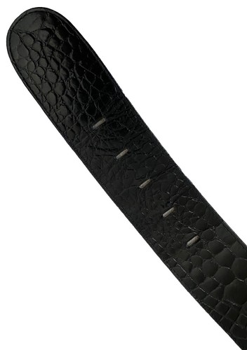 Harken Vintage Black Alligator Embossed Leather Wide Strap Belt USA Made Size 28 - Picture 9 of 9