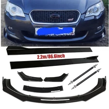 Front Bumper Lip Splitter Spoiler For Subaru Glossy Black Side Skirt Body Kit