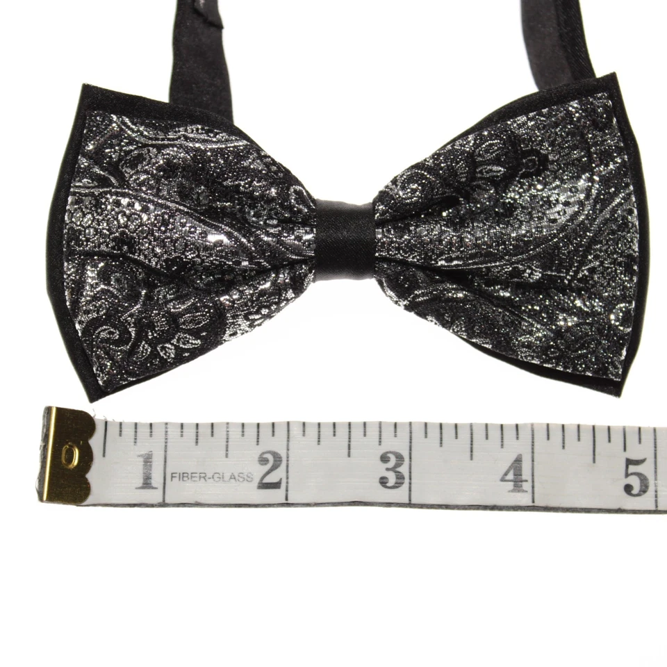 Italo Ferretti Nuevo con Etiquetas Conjunto de Faja y Pajarita Plisada en Cachemira Plateada/Negro Foto 3 de 4