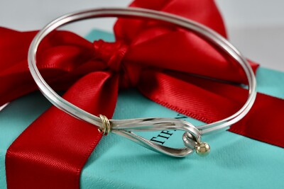 Tiffany & Co. 18K Gold & Silver Large Single Loop Love Knot Hook