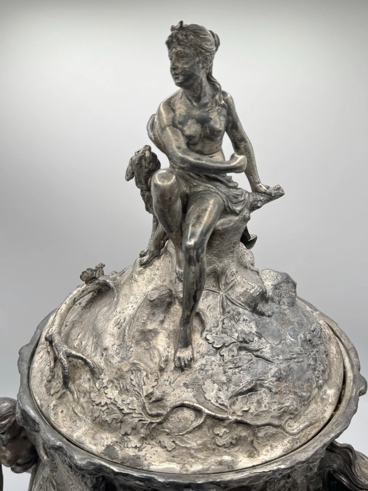 Antique Jugendstil W.M.F. Silverplated Punchbowl Tureen Hunt Scene AS IS‼️ - Image 2 of 4