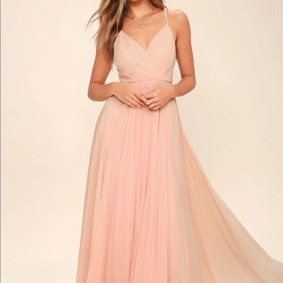 Lulu s Dress Blush Pink All About Love Blush Pink Maxi Dress Size