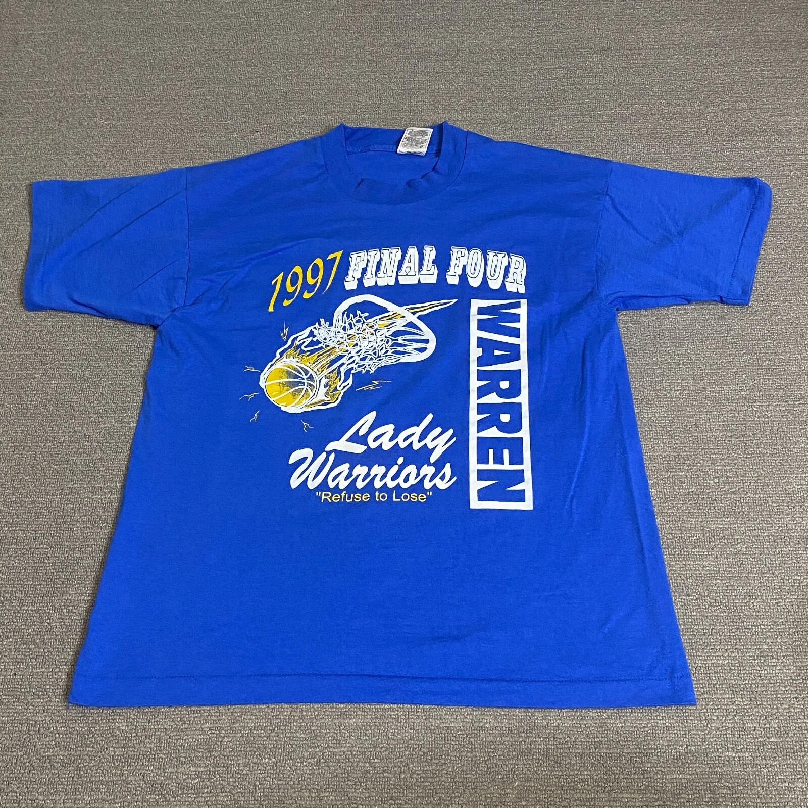 Vintage Fruit Of The Looms Shirt Mens Large Blue Warren Warriors Volleyball 1997