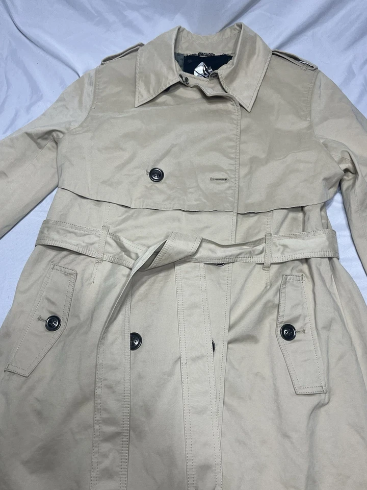 G.E.T. Get Trench Coat Lg Bronceado Impermeable Frontal Botón Cierre Corbata Cintura Foto 4 de 4
