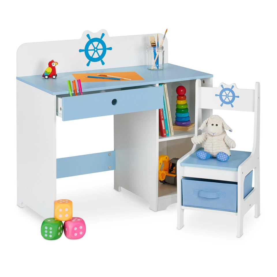 Schreibtisch kinder Mini Kinderschreibtisch maritim MDF Schreibtisch für Kinder