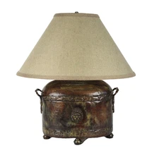 Vintage Frederick Cooper Lion Head Hammered Style Accent Lamp With Shade