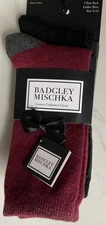 Women’s Badgley Mischka Cashmere/Wool Blend Wine Crew Socks 6-10 - 2 Pairs New